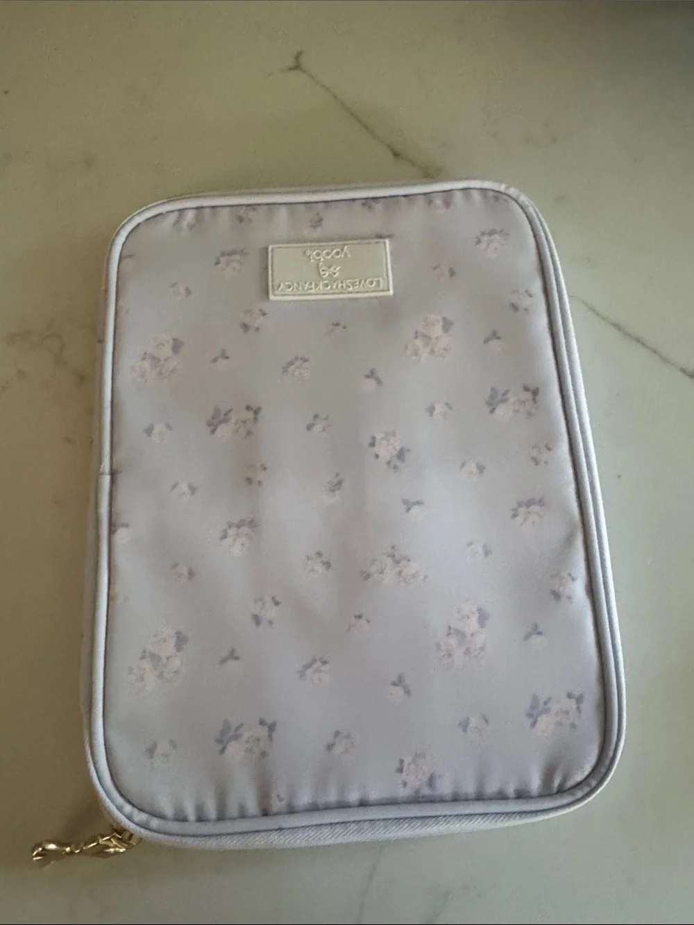 LoveShackFancy Lavender Floral Cosmetic Pouch